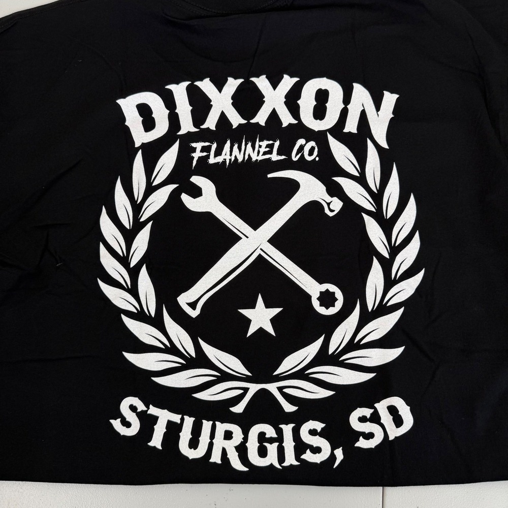 Dixxon Flannel Co. Sturgis SD Black T-Shirt Mens XL White Sketchy Crest NEW